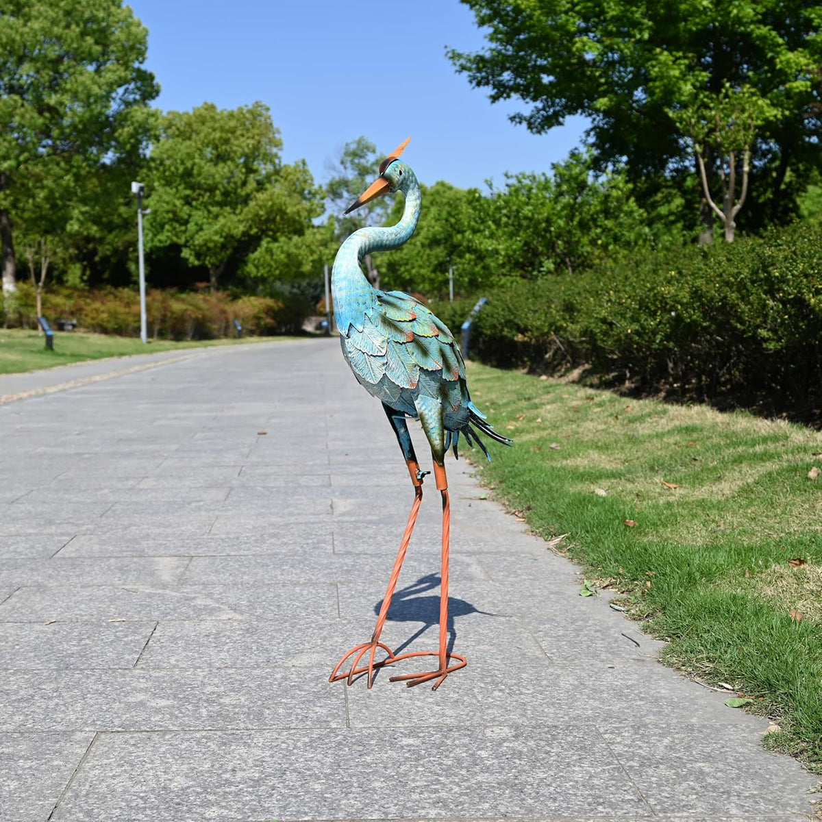 Garden Decor Blue Heron Yard Art Decor Large Metal Cranes Statues for Outdoor Indoor Decorations