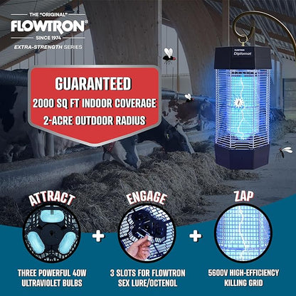 Flowtron Indoor/Outdoor Fly Control, 2000 sq.ft Indoor & 2 Acre Outdoor Insect Control with Dual