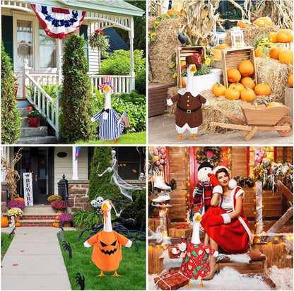 8 Set Seasonal Holiday Goose Outfits Fall Halloween Christmas Summer All Seasons Lawn Porch Goose