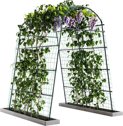 Idzo Garden Arch Trellis, 88in Tall Stainless Steel Tunnel Vegetable Trellis w PE Coating Protect