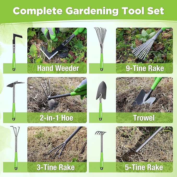 WORKPRO 6-Piece Garden Tool Set, Heavy Duty Gardening Hand Tools with Soft Rubber Handle, Including