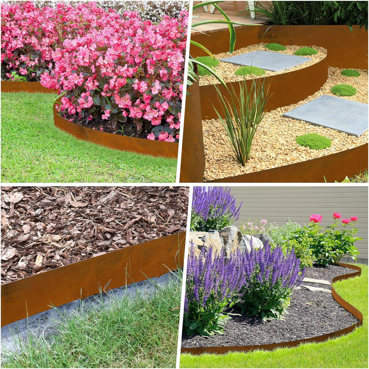 Cor Ten Steel Landscape Edging, 8Hx40L-Inch Metal Garden Edging, 6-Pack Hammer in Landscape Edging