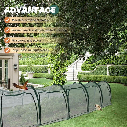 Flexible Net Grow Tunnel - Garden Greenhouse Mesh Cover Growhouse Cloche for Protecting Fruit