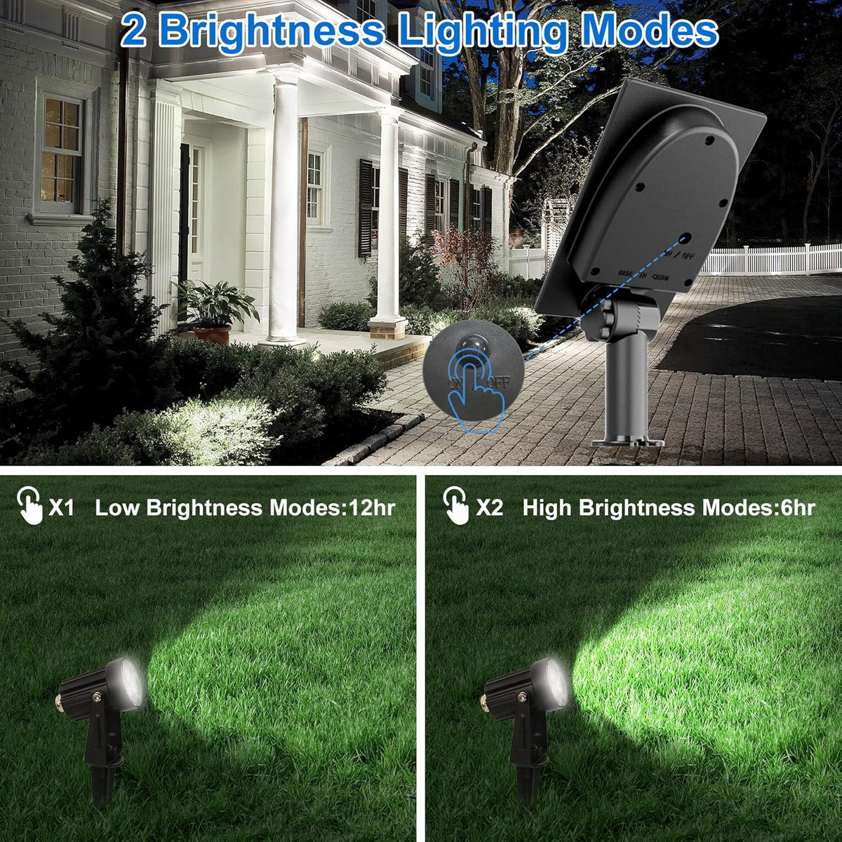 Solar Spot Lights Outdoor, Solar Landscape Spotlights IP65 Waterproof 9.8ft Cable, Auto On/Off