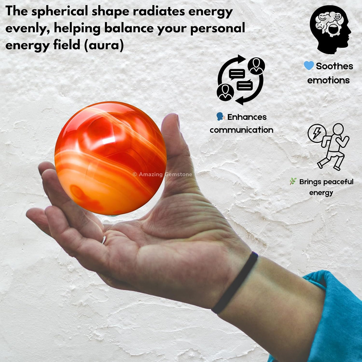 Amazing Gemstone Carnelian Onyx Crystal Ball with Stand - 2 Inches Crystal Sphere Meditation Balls