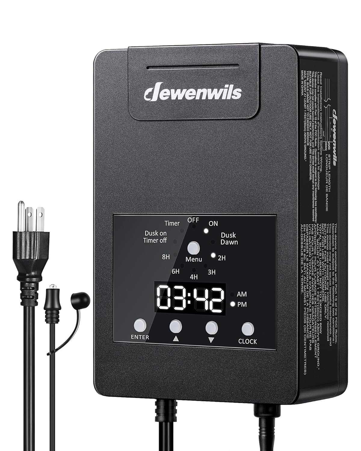 DEWENWILS 120W Low Voltage Transformer with Photocell Sensor & Timer, 120V AC to 12V DC