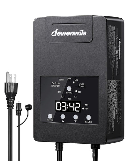 DEWENWILS 120W Low Voltage Transformer with Photocell Sensor & Timer, 120V AC to 12V DC