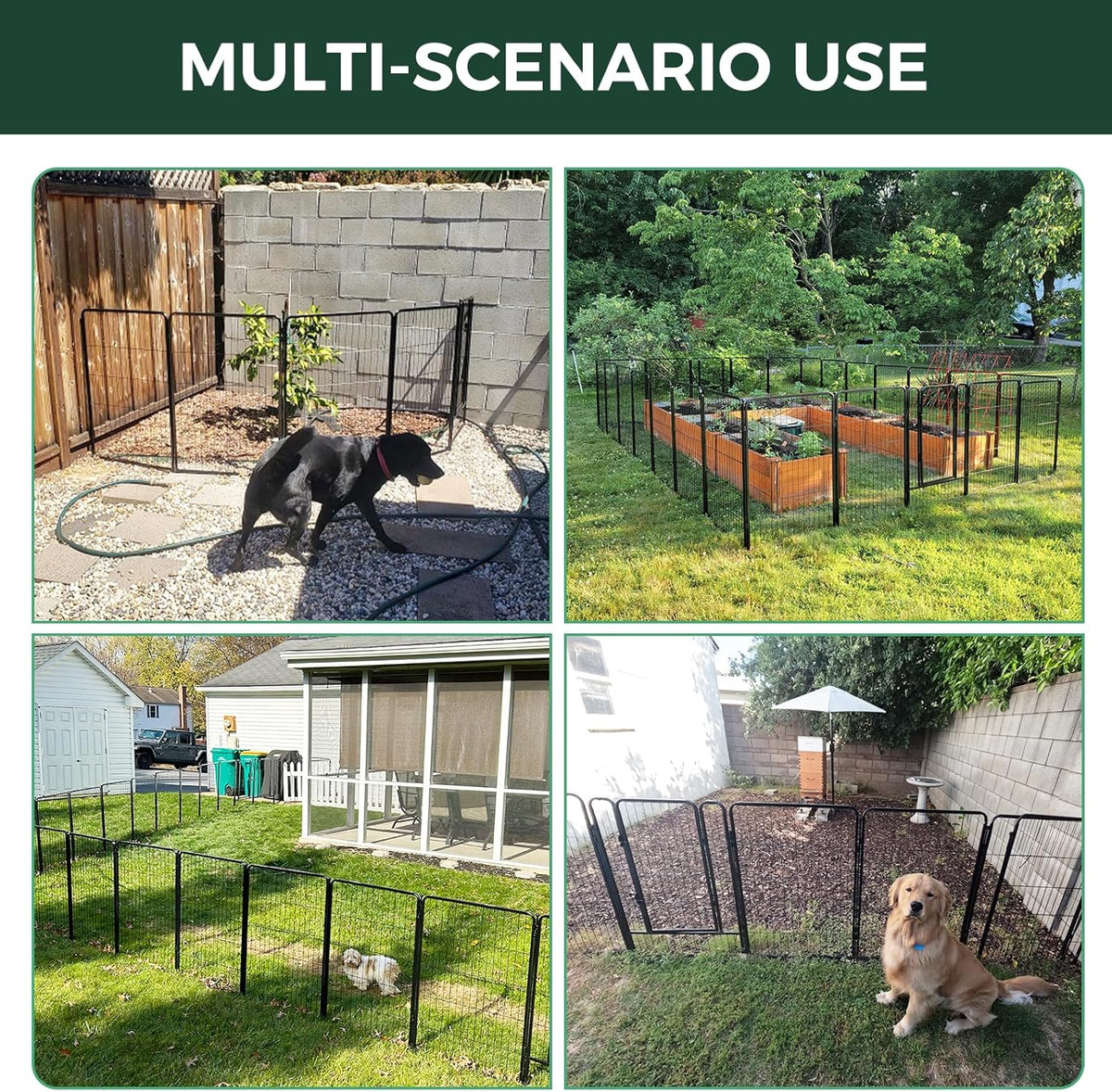 FXW Garden Fence Outdoor for The Yard – 40in(H) x 9.1ft(L) Heavy Duty Metal Animal Barrier for Dog