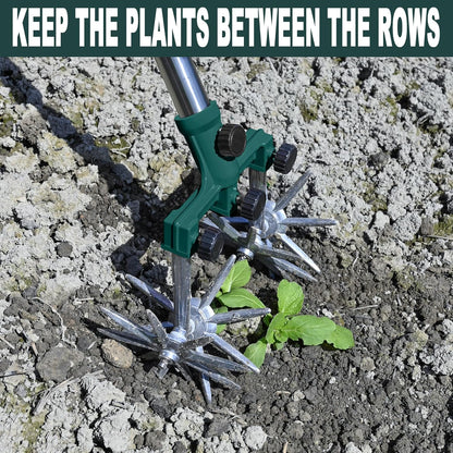 Rotary Cultivator Garden Rotary Tiller Adjustable Stainless Steel Poles Hand Tiller for Soil Mixing