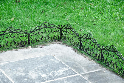 Evelyne Decorative Garden Border Edging: Faux Wrought Iron Leaf & Bird Design