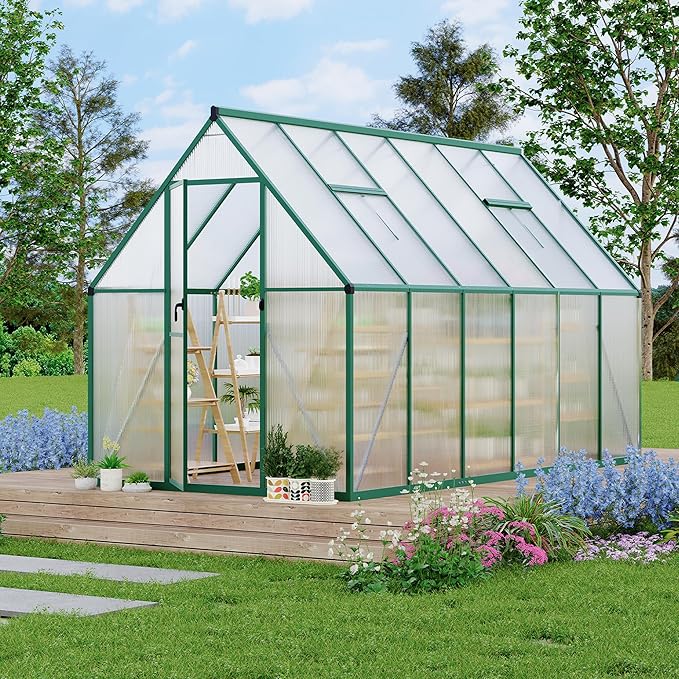 6'X11' Aluminum-Framed Polycarbonate Greenhouse, Heavy Duty Polycarbonate Greenhouse with Quick