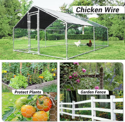 Chicken Wire Fencing Mesh, Galvanized Hexagonal Floral Chicken Wire, Outdoor Anti-Rust Chicken Wire