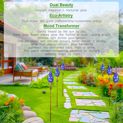 Solar Garden Lights Outdoor, Decorative LED Flame Garden Stakes, Hand Blown Glass and Outdoor