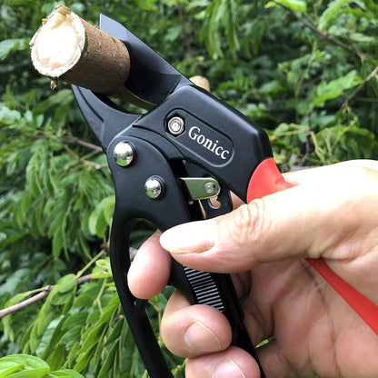 gonicc 8" Professional Ratchet Anvil Pruning Shears (GPPS-1011), Ratcheting Mechanism, Anvil groove