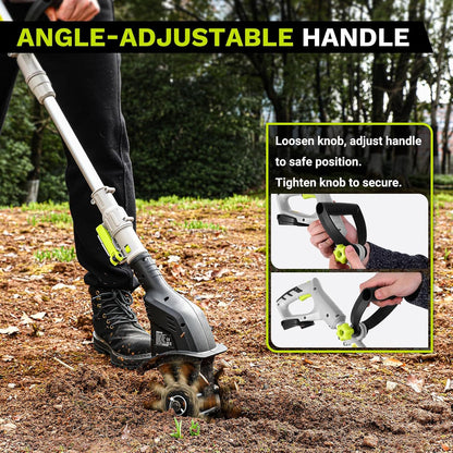 Cordless Electric Garden Tiller: DEKOPRO Power Cultivator for Effortless Soil Cultivation in Flower