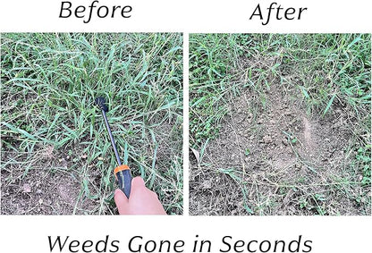 Hand Weeding Tool, Uprooting Weeder Tool Portable Garden Weed Remover with Handle, 4 Teeth