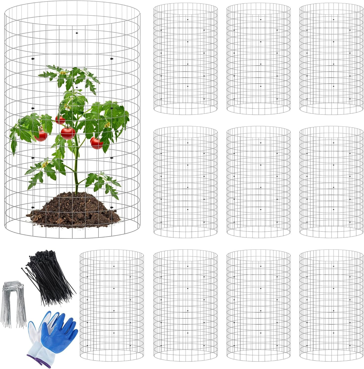 winemana 12 Set Garden Plant Protector Cage, 16x12 in Metal Wire Protectors for Plants, Protection