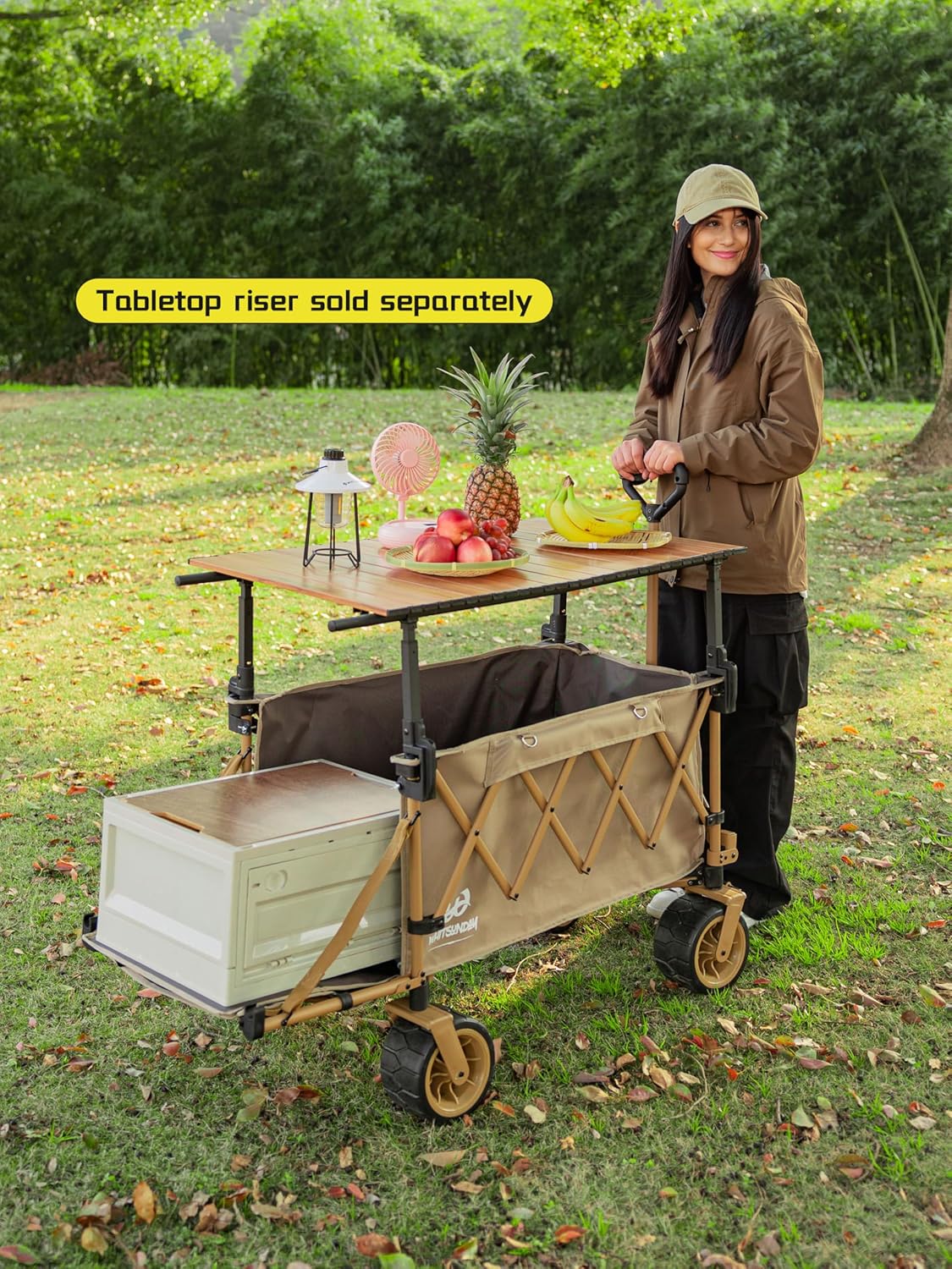 Whitsunday Collapsible Folding Wagon with Table,Heavy Duty Utility Beach Wagons with Opened