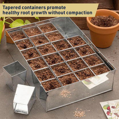 Kings County Tools Seed Starter Tray - Galvanized Steel Metal Seedling Tray with 24 Plant Starter