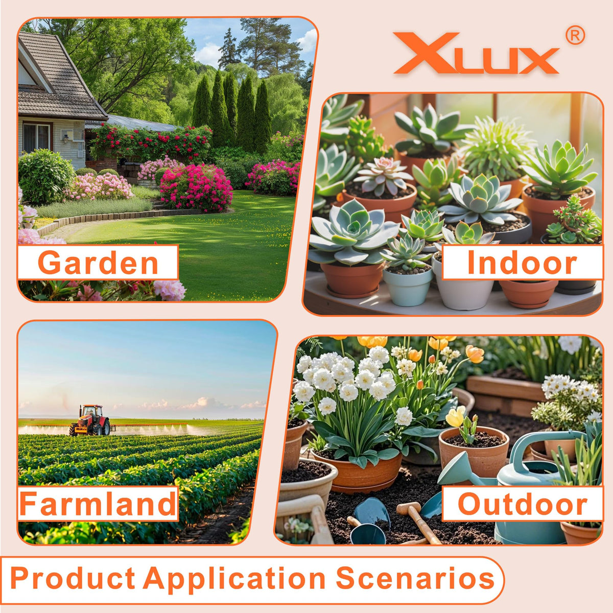 XLUX Orange 2 Pack Soil Moisture Meter, Garden Lawn Indoor Outdoor Use, Battery-Free