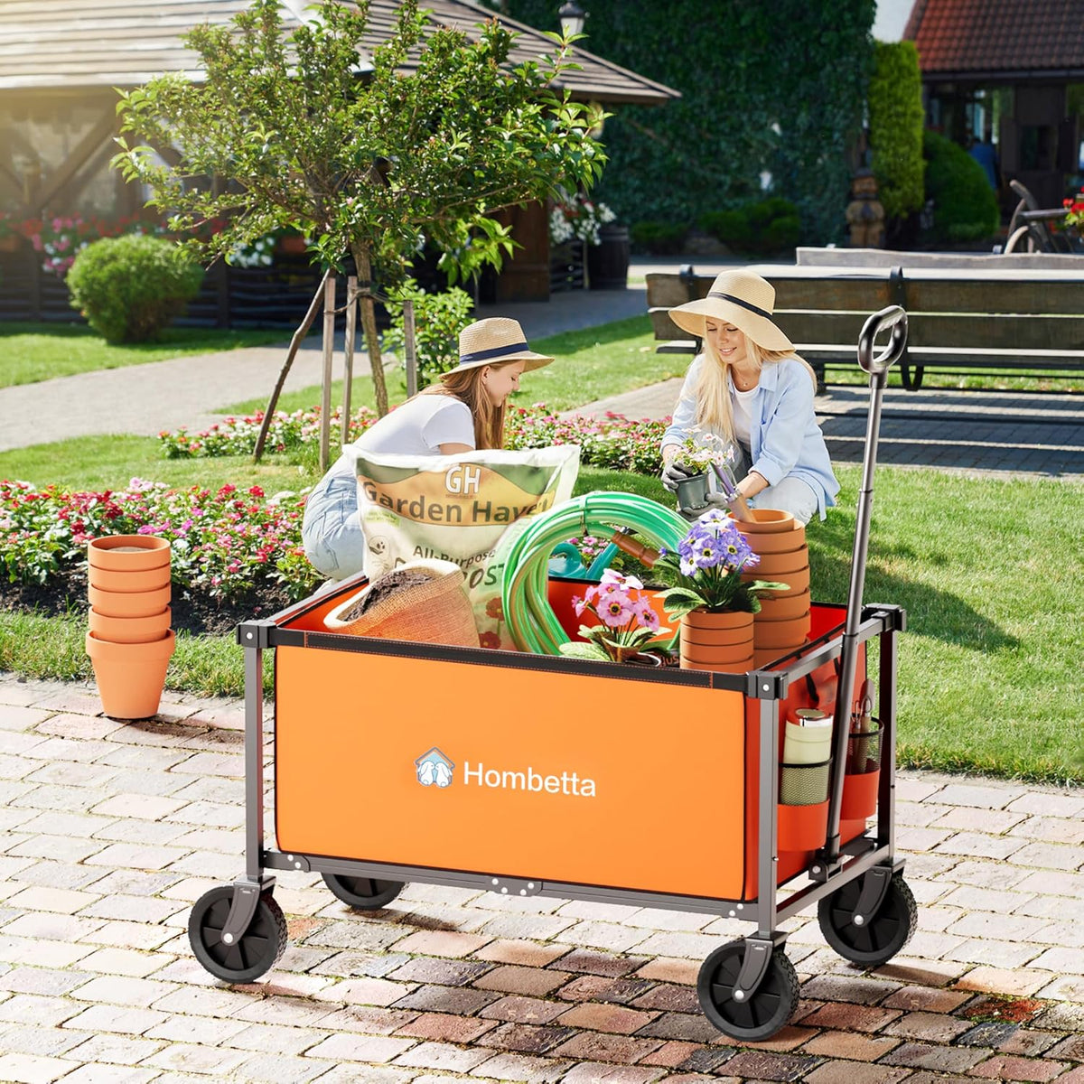 Collapsible Wagon Cart with Wheels, 150L Lightweight Foldable Utility Cart, Portable Rolling Wagon