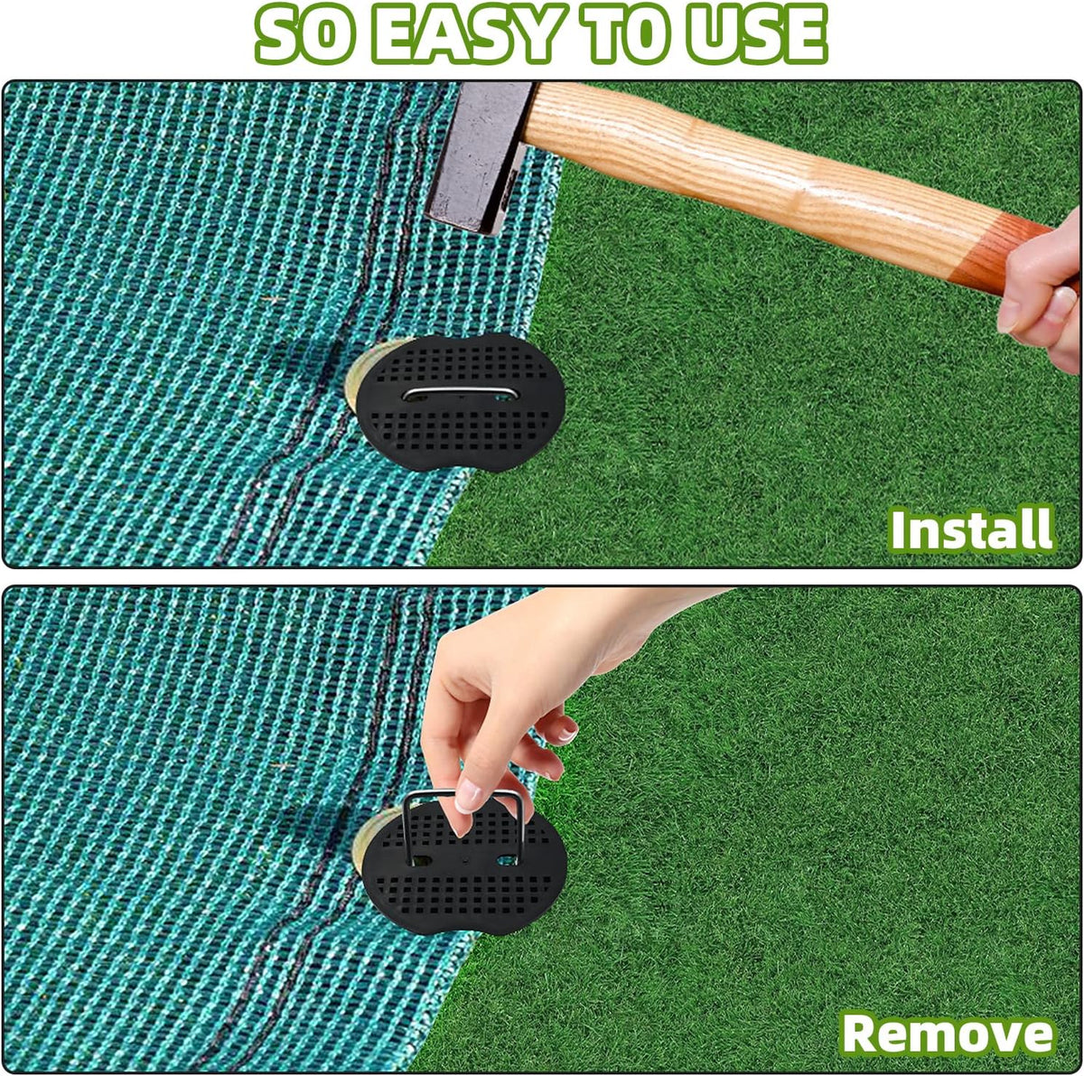 40 Pack 6 Inch Landscape Staples & 40pcs Fixing Gasket Sets, Garden Stakes Galvanized Steel Fabric
