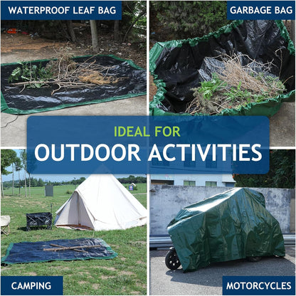2 Pcs Leaf Tarp 9x9 Feet, Lawn Garden Leaf Tarp with 4 Drawstrings, Reusable Waterproof Poly Tarp
