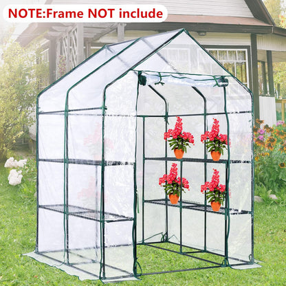 Walk-in Greenhouse Replacement Cover with Roll-Up Zipper Door -56 x 56 x 76 Inch PVC Greenhouse