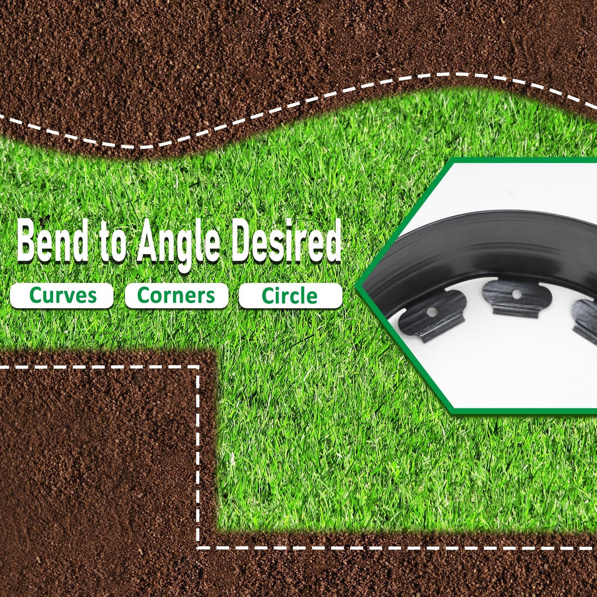Hugeleaf Landscape Edging Kit 40 Feet with 48pcs Spikes, 4 Inches Garden Edging Flexible Landscape