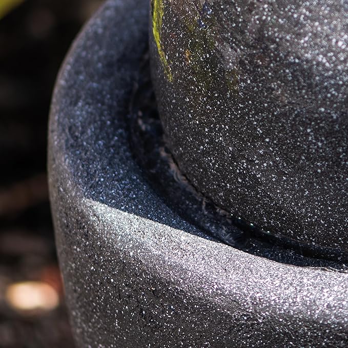 XBrand 25.98" H Round Stone Indoor/Outdoor Modern Stone Textured Sphere Water Fountain w/LED