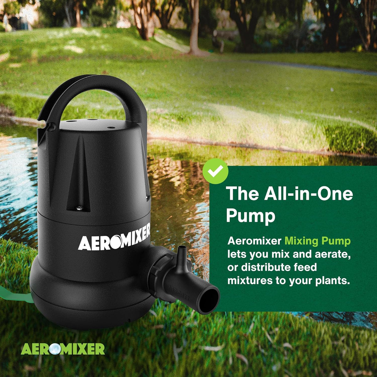 Aeromixer MINI 1/4 HP Submersible Mixing + Aerating Pump - Submersible Water Pump for Nutrient