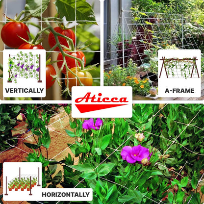 Trellis Netting 5 x 225 ft Heavy Duty Polyester Plant Support Netting White - 6 Inch Garden Rope