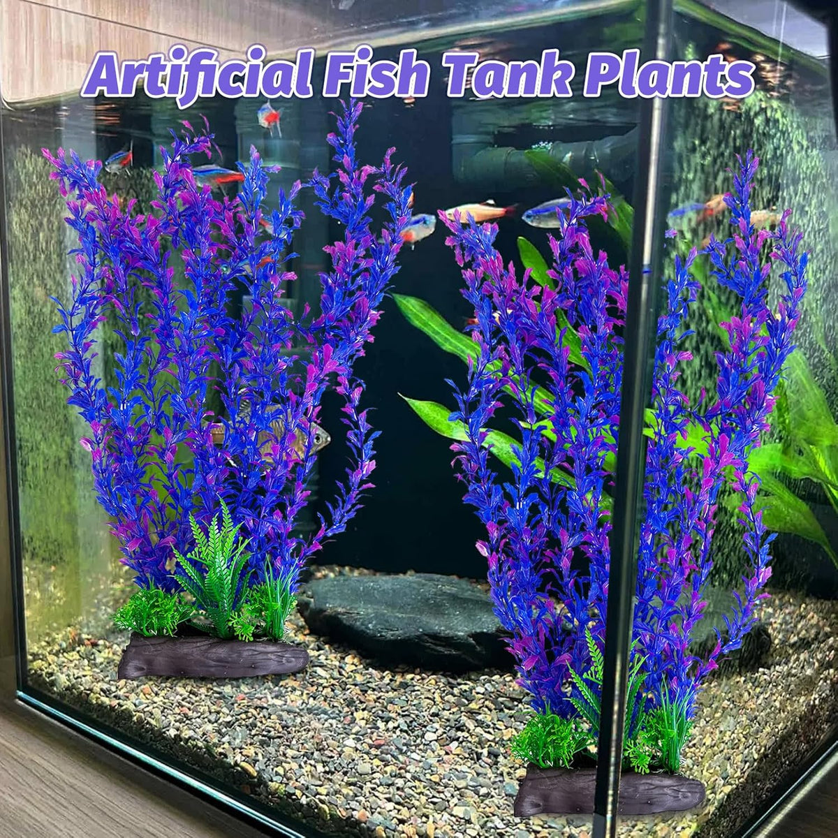 Hamiledyi Aquarium Plastic Plants Aquarium Decor Artificial Fish Tank Plants,Tall Fish Tank