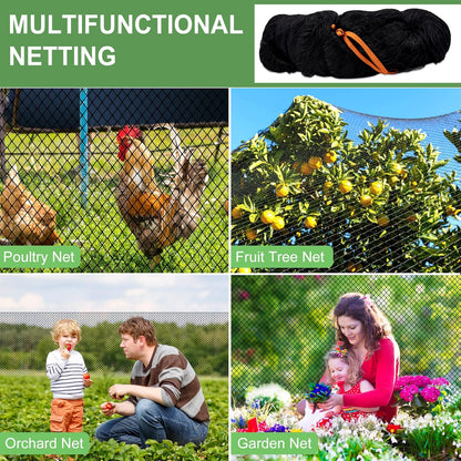 Bird Netting - 100’ x 100’ Poultry Netting with 1” Square Mesh for Chicken Coop, Bird Netting for