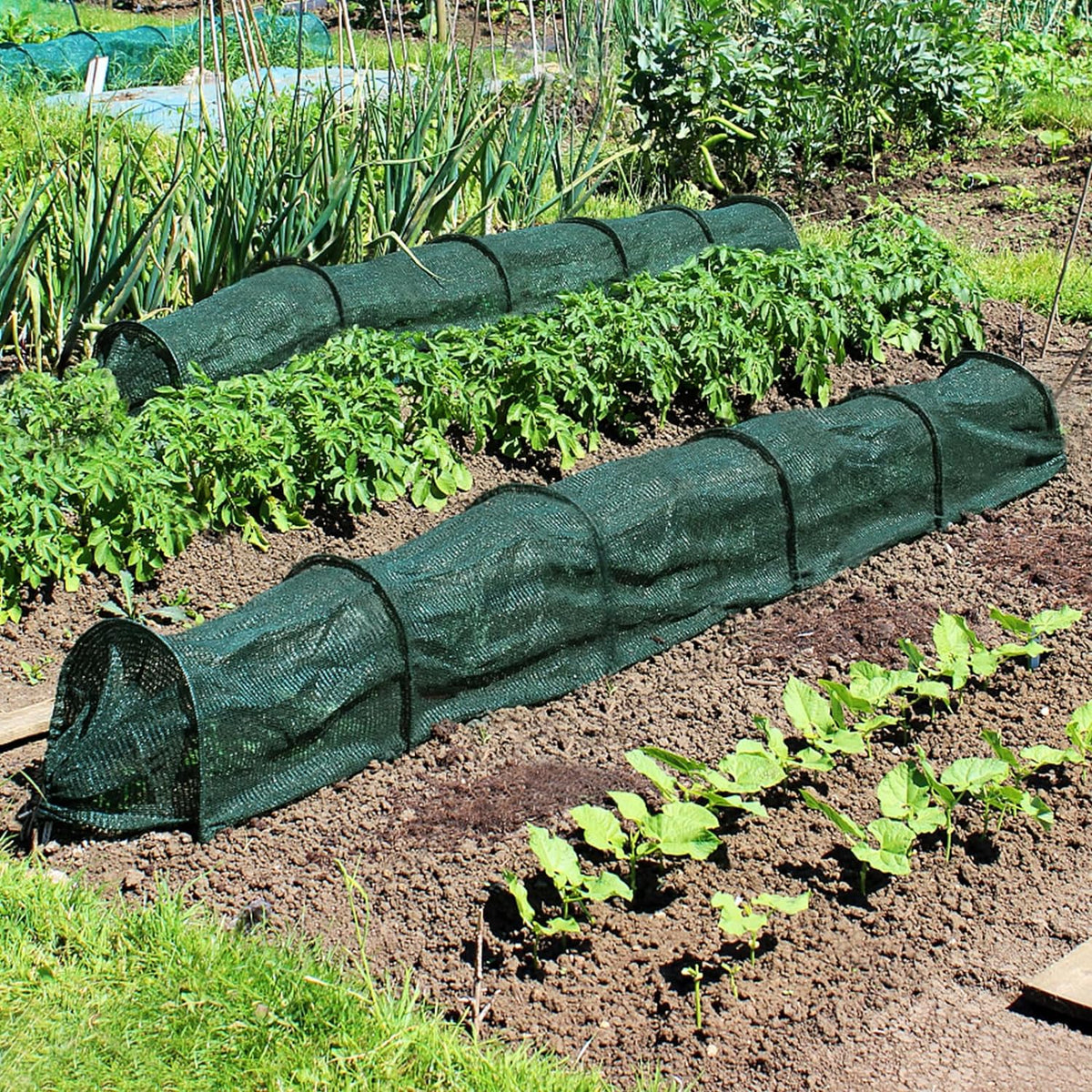 2 in 1 Portable Greenhouse Protection from Sun Heat,Garden Tunnel Shade Net Cover with