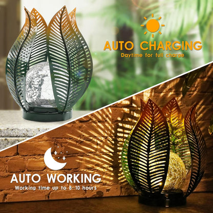 Solar Garden Lights Outdoor Decorations Garden Decor,Crackle Globe Glass,Gardening Gifts Waterproof