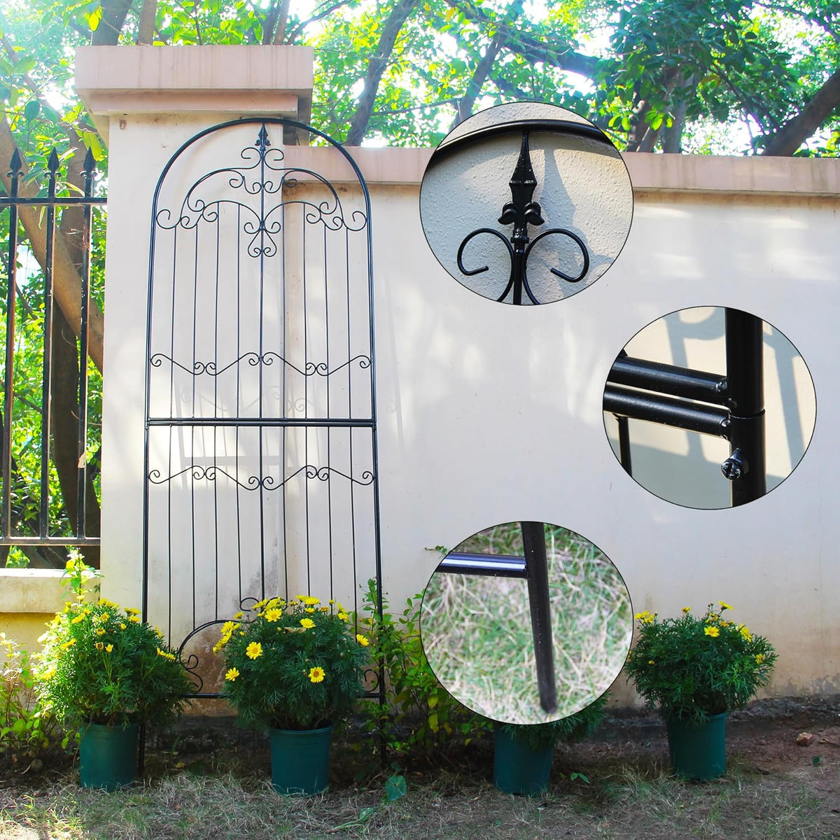 Trellis for Climbing Plants 86.6" H x 29.5" W Tall Garden Trellis Wrought Iron Heavy Scroll Metal