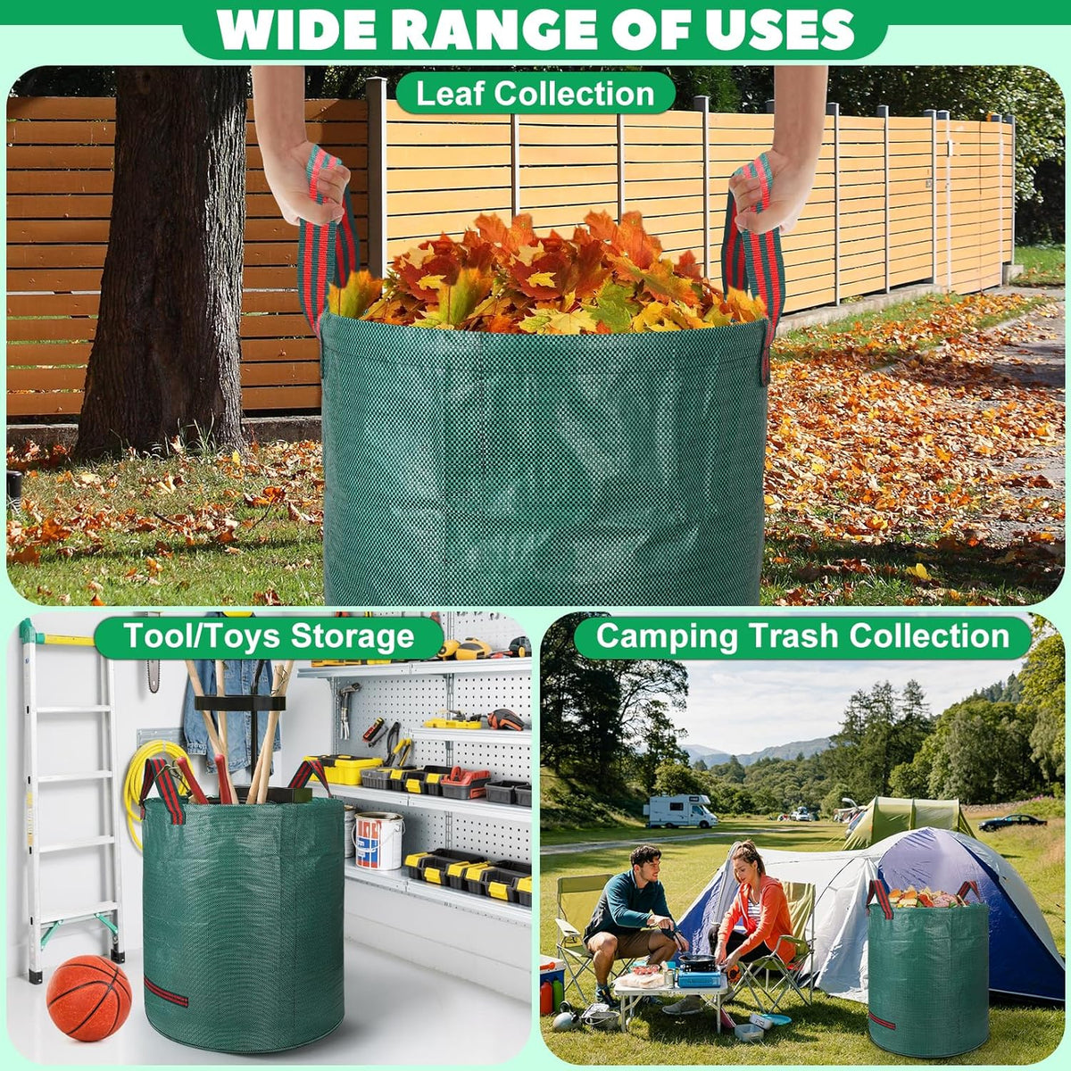 Reusable Yard Waste & Lawn and Leaf Bags with Gloves Pack - 72 & 32 Gallon Heavy Duty Lawn Trash