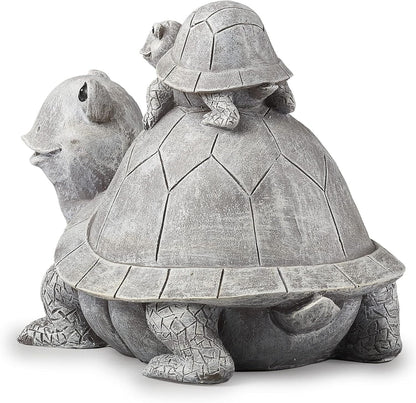 Roman Garden - Turtle and Baby Statue, 7" H, Pudgy Pals Collection, Resin and Dolomite, Decorative