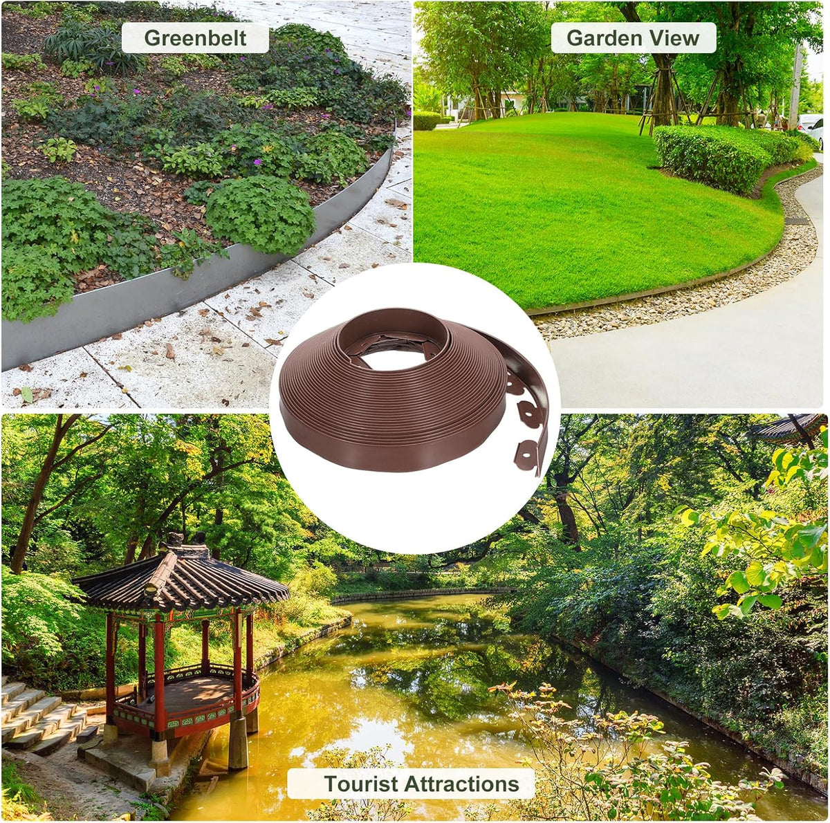 uxcell Landscape Edging, 1Pcs 80FT x 2" - No Dig Garden Edging Kit with 75 Stakes, Landscape Edging