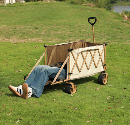 Whitsunday Collapsible Folding Wagon with Table,Heavy Duty Utility Beach Wagons with Opened