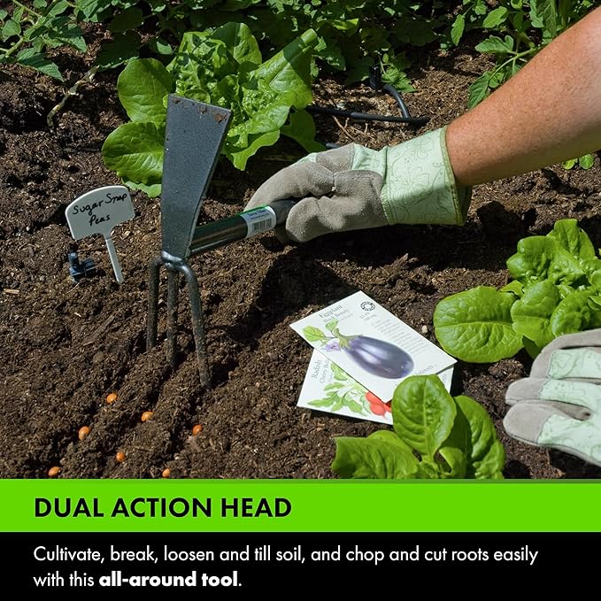 Yard Butler Terra Garden Hand Tools - Weeding Hand Tiller Tool for Efficient Gardening - Weed