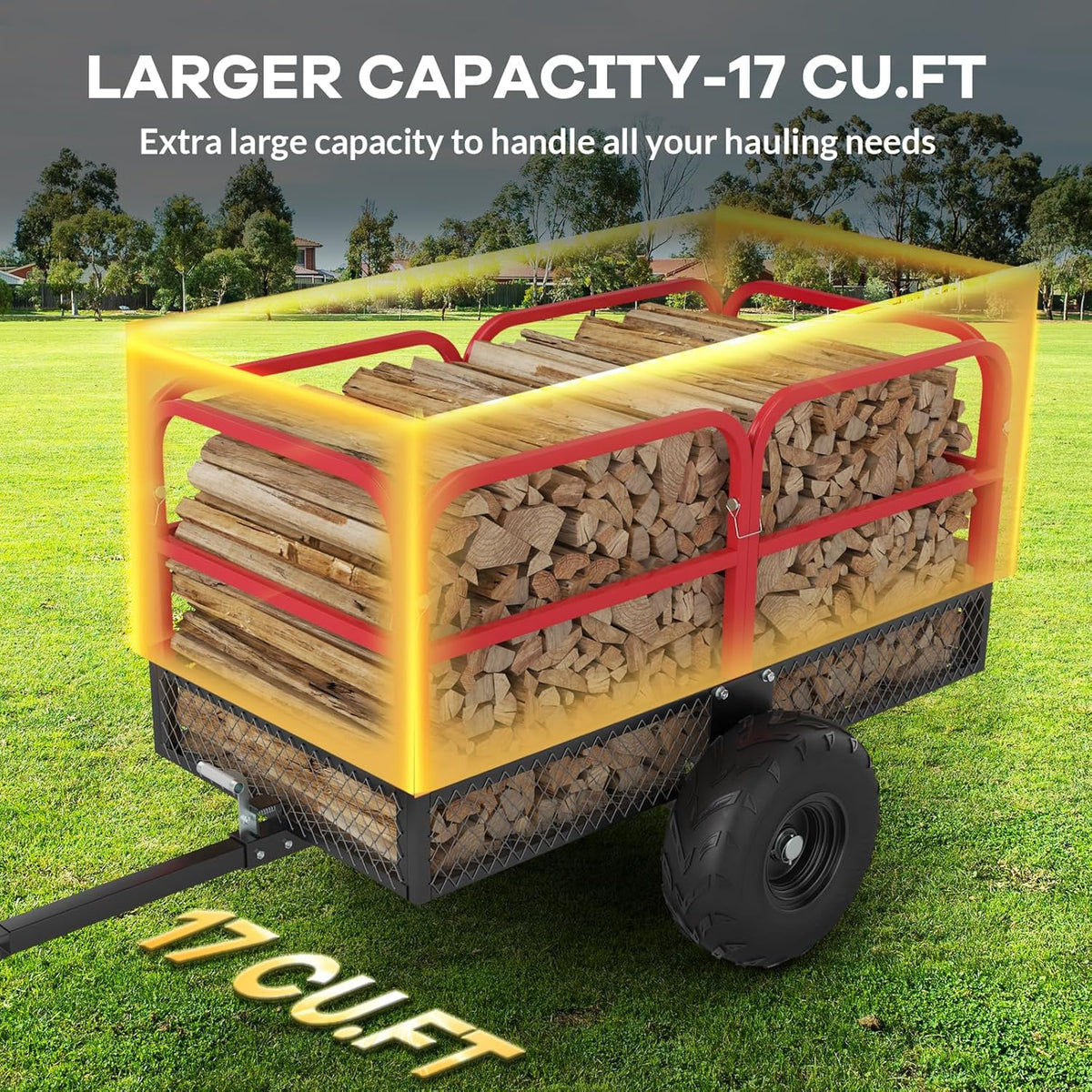 GAOMON Heavy Duty Utility Cart Cargo Trailer, 1700 Lbs 15 Cubic Feet, Yard Utility Trailer with