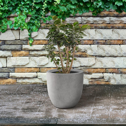 Kante 16.5" Dia Round Concrete Planter, Large Outdoor Modern Indoor Decorative Plant Pots with