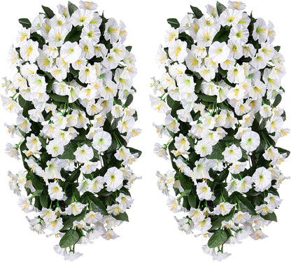 HyeFlora Artificial Fake Hanging Flowers Plants Vines for Outdoor Summer Decoration, 2PCS Faux Silk