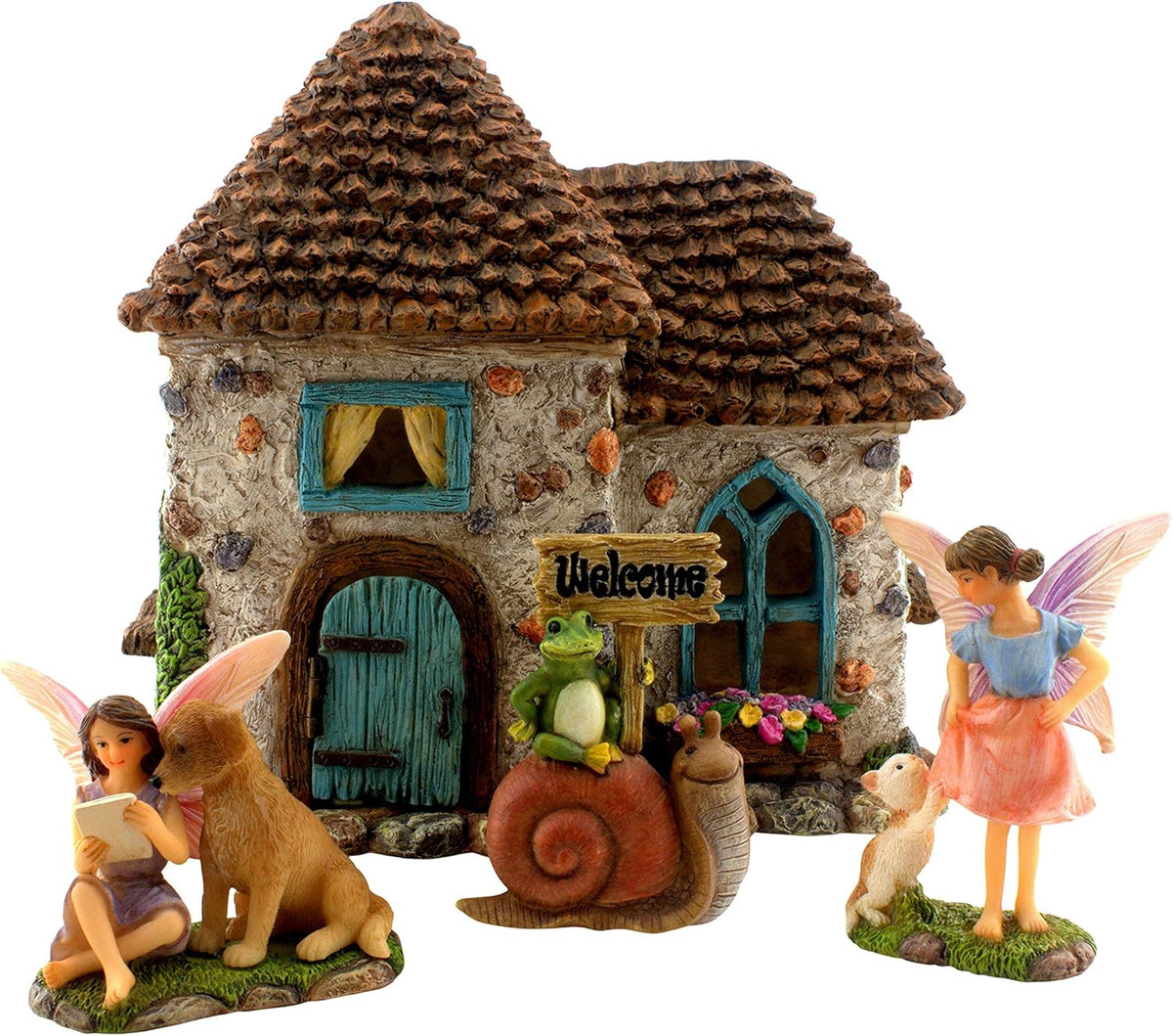 PRETMANNS Fairy House Kit - Fairy Garden Accessories for Outdoor Miniature Village Decor, with
