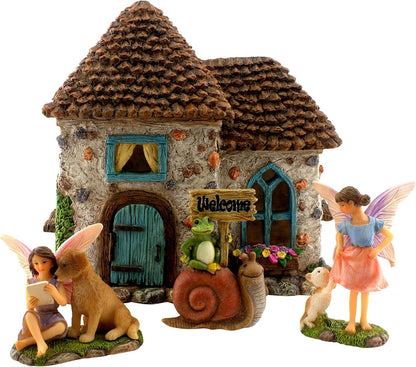 PRETMANNS Fairy House Kit - Fairy Garden Accessories for Outdoor Miniature Village Decor, with
