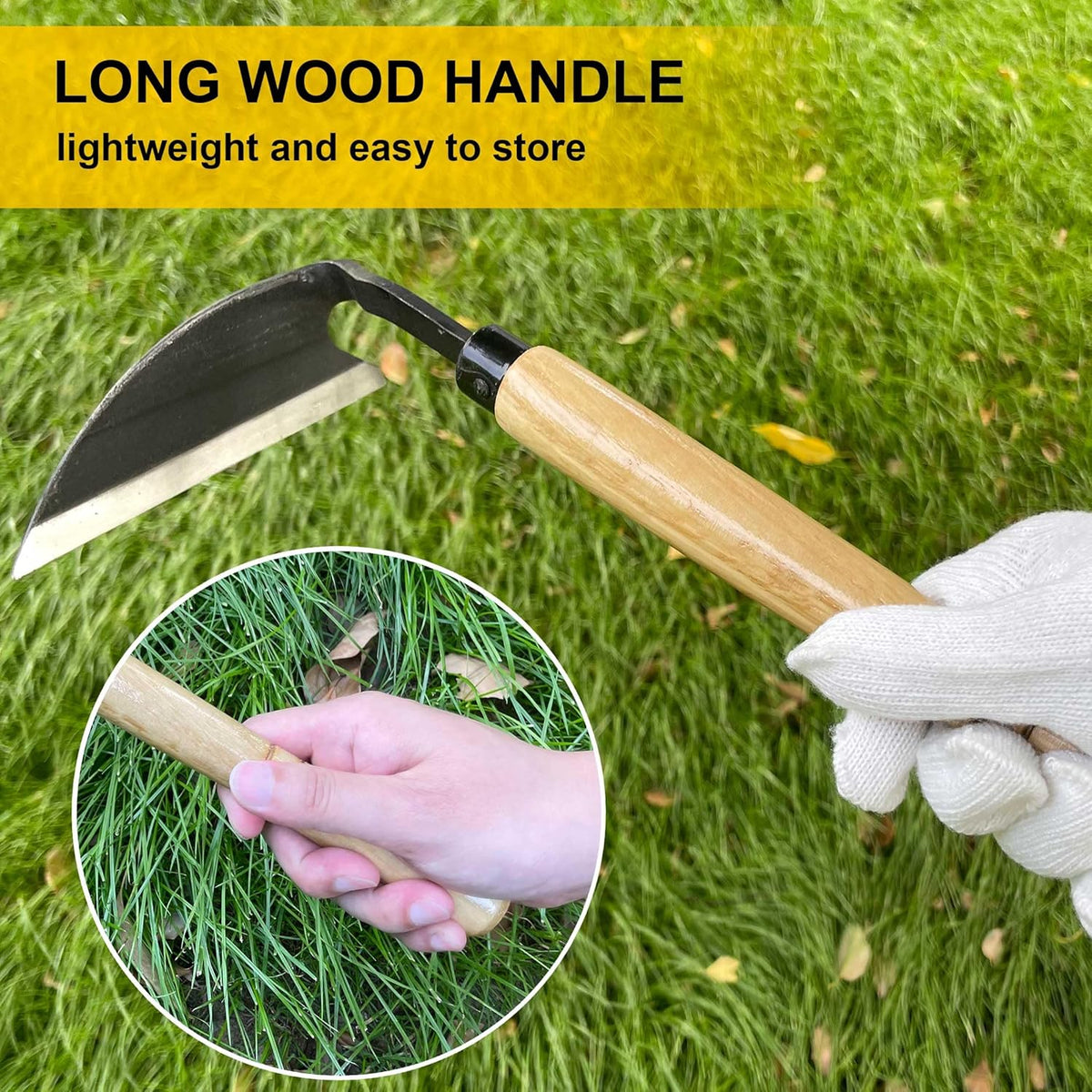 Japanese Weeding Sickle, Wide Blade Gardening Tools - Premium Quality Hand Hoes/Weeding Sickle Have