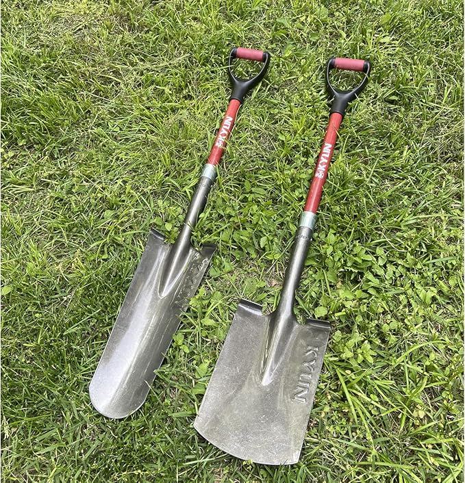 KYLIN 14-Gauge Heavy Duty Shovels Set,2-Piece Fiberglass D-Handle Spade,16” Drain Landscping