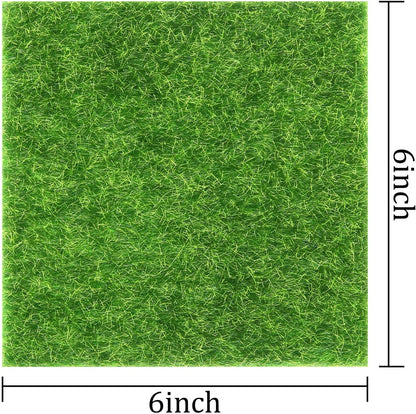 Elcoho 10 Pieces Fake Grass for Crafts Fairy Garden 6 x 6 Inches Artificial Garden Grass for